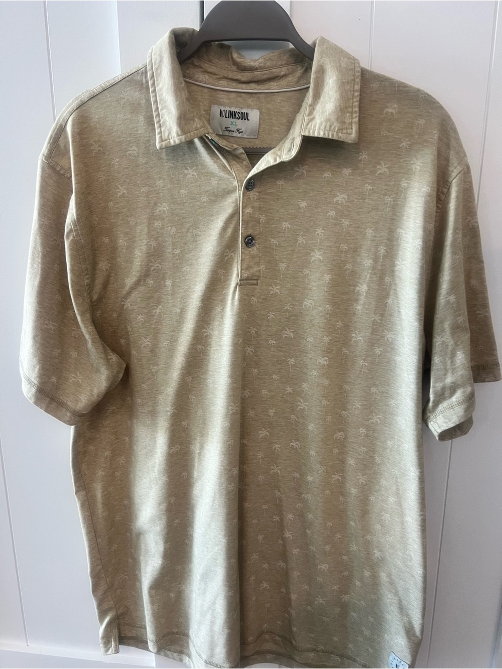 Linksoul Men's Palm-Print Polo in Olive